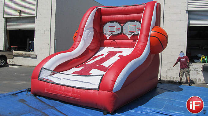 inflatable sports game, inflatable basketball game, branded basketball inflatable, jump shot basketball inflatable game